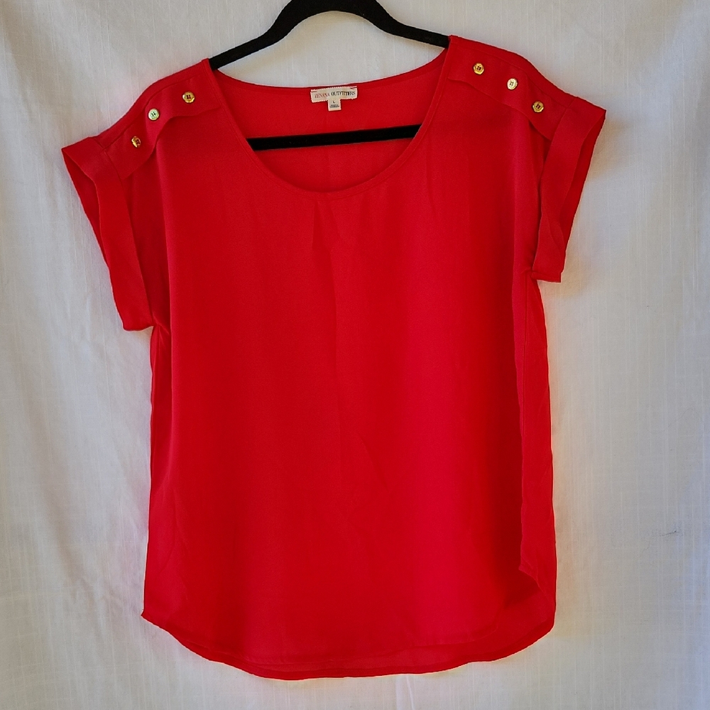 Zenana Outfitters Red Blouse with Gold Buttons